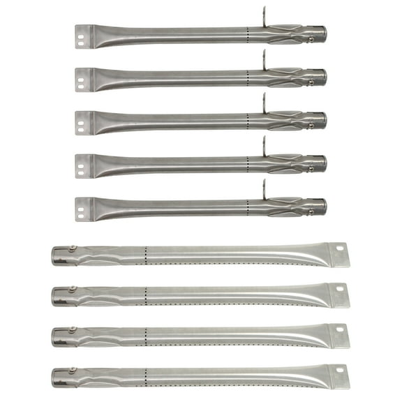 4 BBQ Gas Grill Tube Burner & 5 Heat Shield Plate Tent Replacement Parts for Brinkmann 810-8445-F - Compatible Barbeque Stainless Steel Pipe Burners & Flame Tamer, Guard, Deflector, Flavorizer Bar