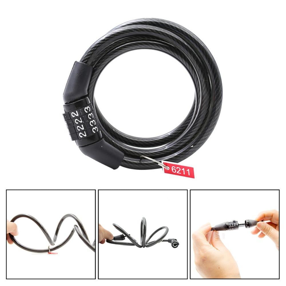 Mountain Bike 4 Digit Password Code Lock Anti-theft Steel Wire Bicycle Safety 