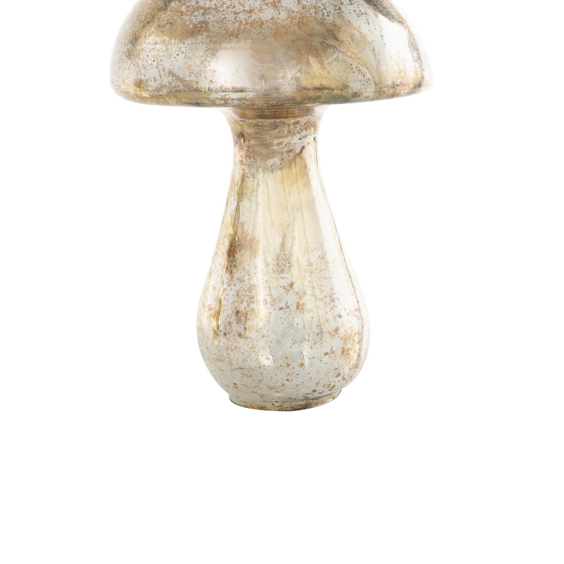 12", 10"H Champagne Glass Handmade Glossy Weathered Mushroom Sculpture, by DecMode (2 Count)