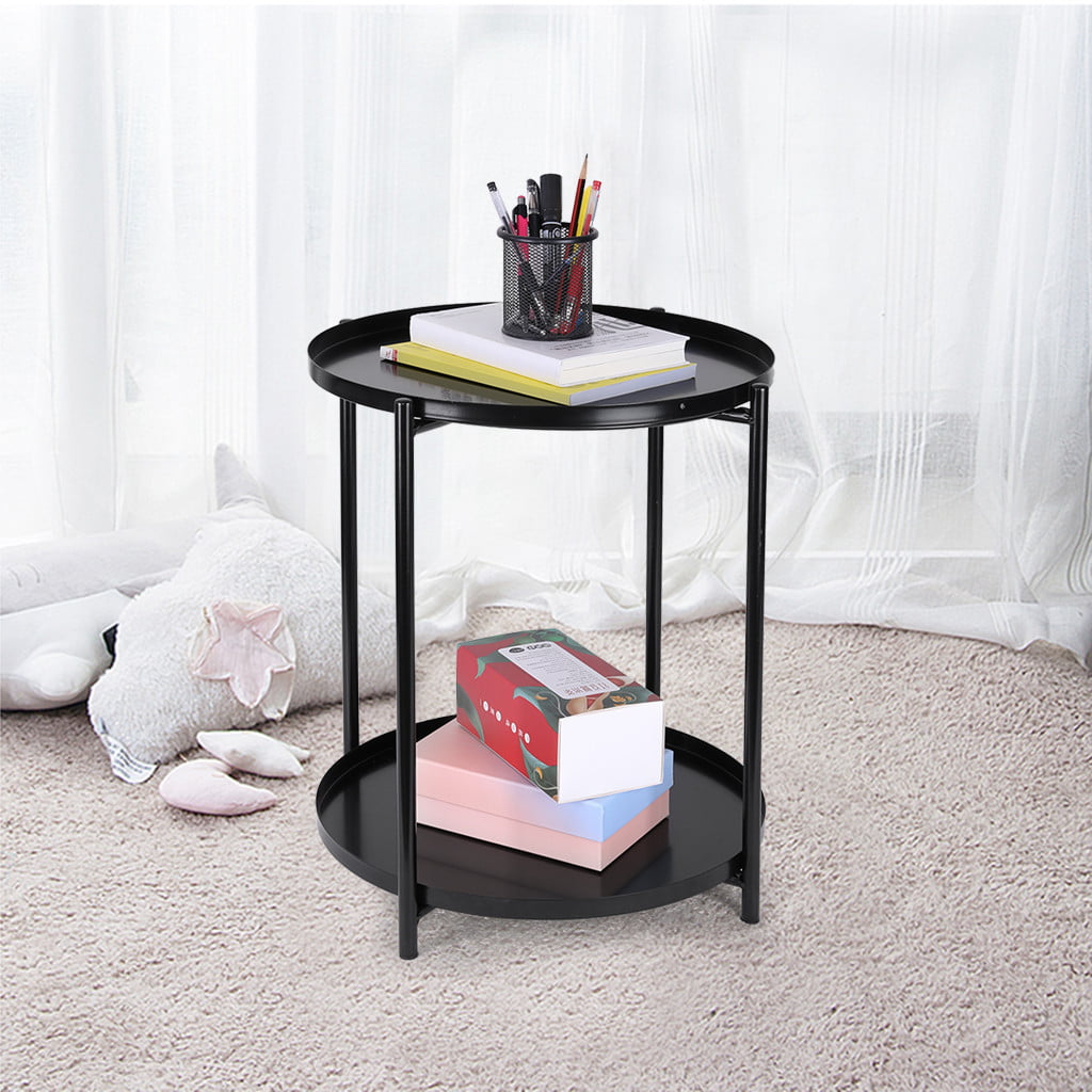 Outdoor & Indoor Table Tray Metal End Table Small Round Side Tables 