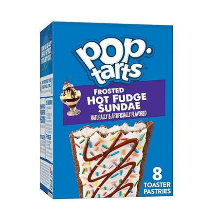 Pop-Tarts Toaster Pastries, Breakfast Foods, Kids Snacks, Frosted Hot Fudge Sundae, 13.5oz Box (8 Pop-Tarts)( Pack of 3 )