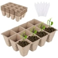 thumbnail image 1 of Muyoka Paquete de 6 bandejas de inicio de plántulas biodegradables, con etiquetas de plantas de 6 piezas para jardines, parches de vegetales, frutas, viveros e invernaderos, biodegradables compostable Muyoka Hogar, 1 of 7