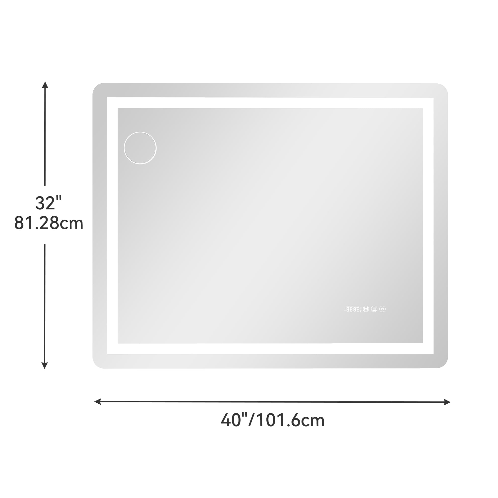 Uforic LED Bathroom Mirror with Front Light and Backlit,3 Colors Dimmable Adjustable LED Wall Mounted Mirror,Anti-Fog,40" x 32",Wall Mounted Mirror-Horizontally Only
