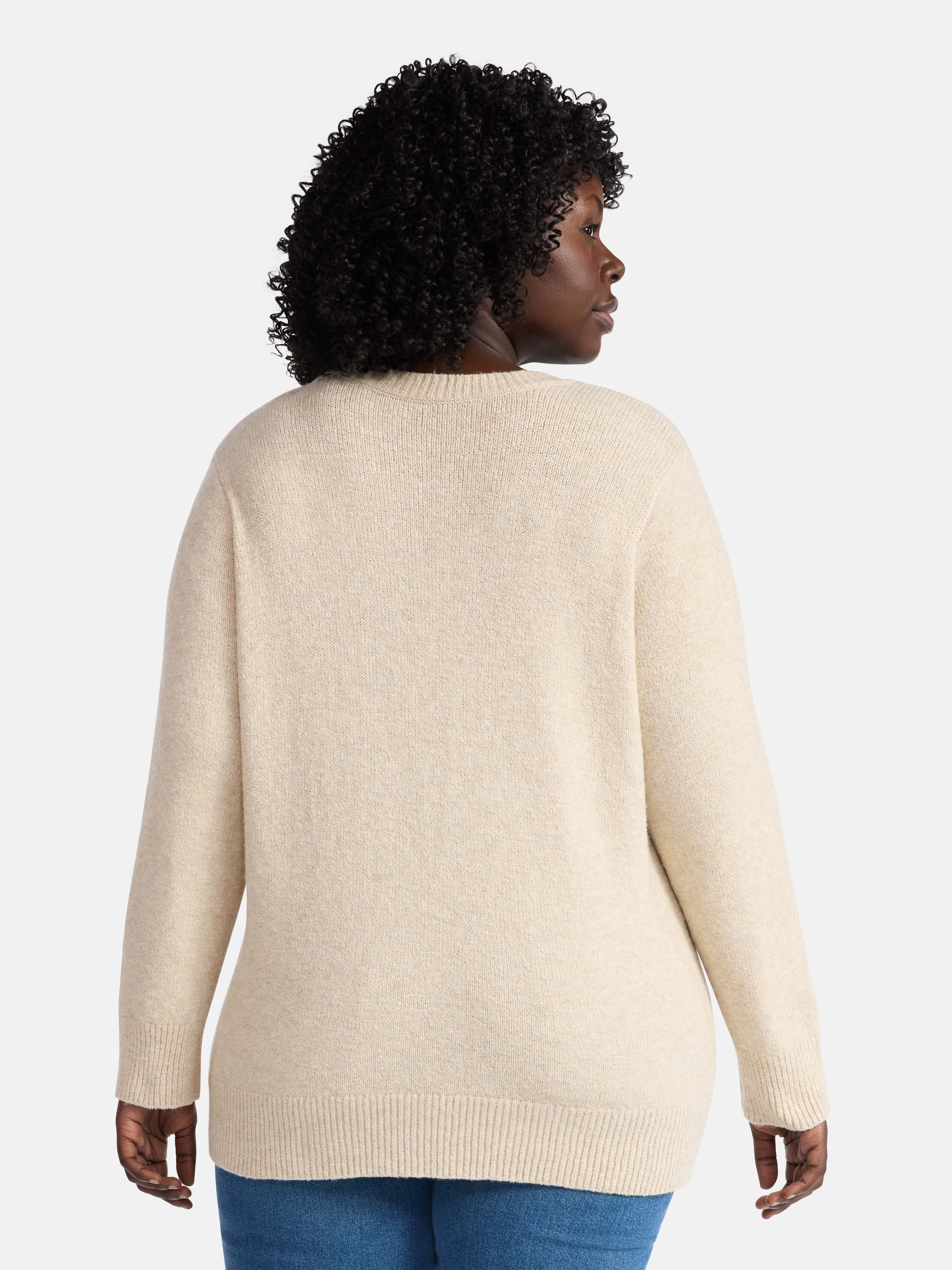 Terra & Sky Women's Plus Holiday Talking Sweater, Midweight, Sizes 0X-4X