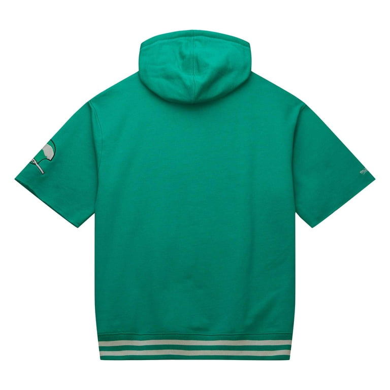 Men's Mitchell & Ness Kelly Green Philadelphia Eagles Pre-Game Short Sleeve  Pullover Hoodie