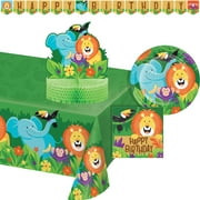 Creative Converting Multicolor Jungle Safari Birthday Party Kit, 27 Count