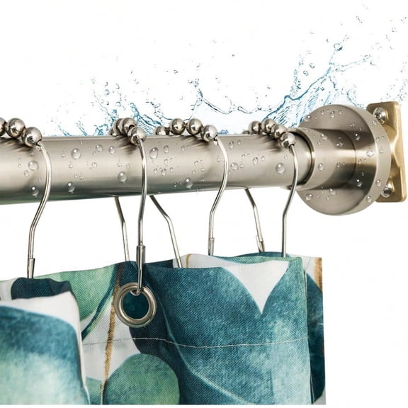 Heavy Duty Shower Rod Adjustable Shower Curtain Rod Expandable 47-84 Inch Permanent Mount Shower Rod Never Rust Stainl Steel For Window Curtain and Closet Brushed Nickel