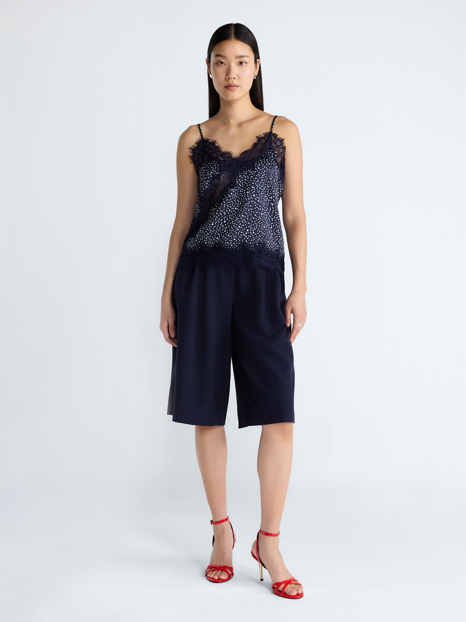 Devil Wears Prada Scoop Collection Women’s High Rise Pleated Culottes, 15" Inseam, Sizes 0-20