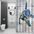 thumbnail image 4 of Blue Sea Turtle Bathroom Shower Curtain, Vintage Wood Grain Retro Farmhouse Ocean Waterproof Washable Soft Bath Curtain for Bathtub Decor with 12 Hooks&Grommet, 72x72 Inch, 4 of 9