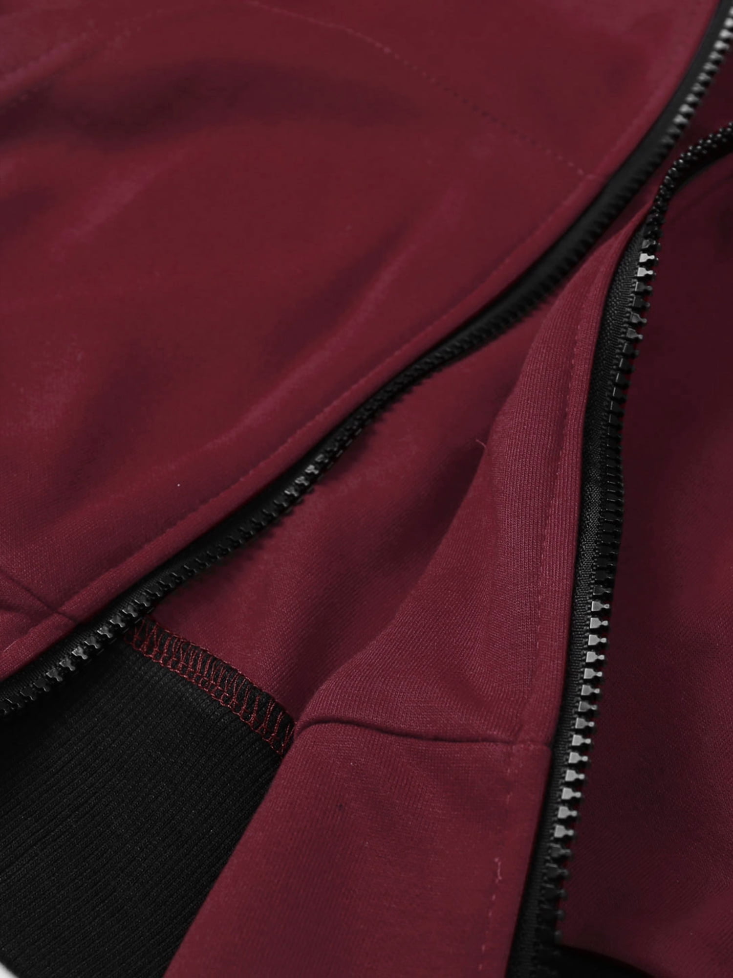 Unique Bargains Men's Sleeveless Zip Up Drawstring Hooded Vest 50 Burgundy