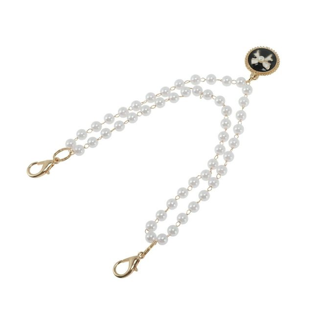 Ofertas Únicas 1 Pc Correa de Bolso de Doble Capa con Colgante de Perlas y Lazo para Citas en Tono Dorado de Metal y Plástico