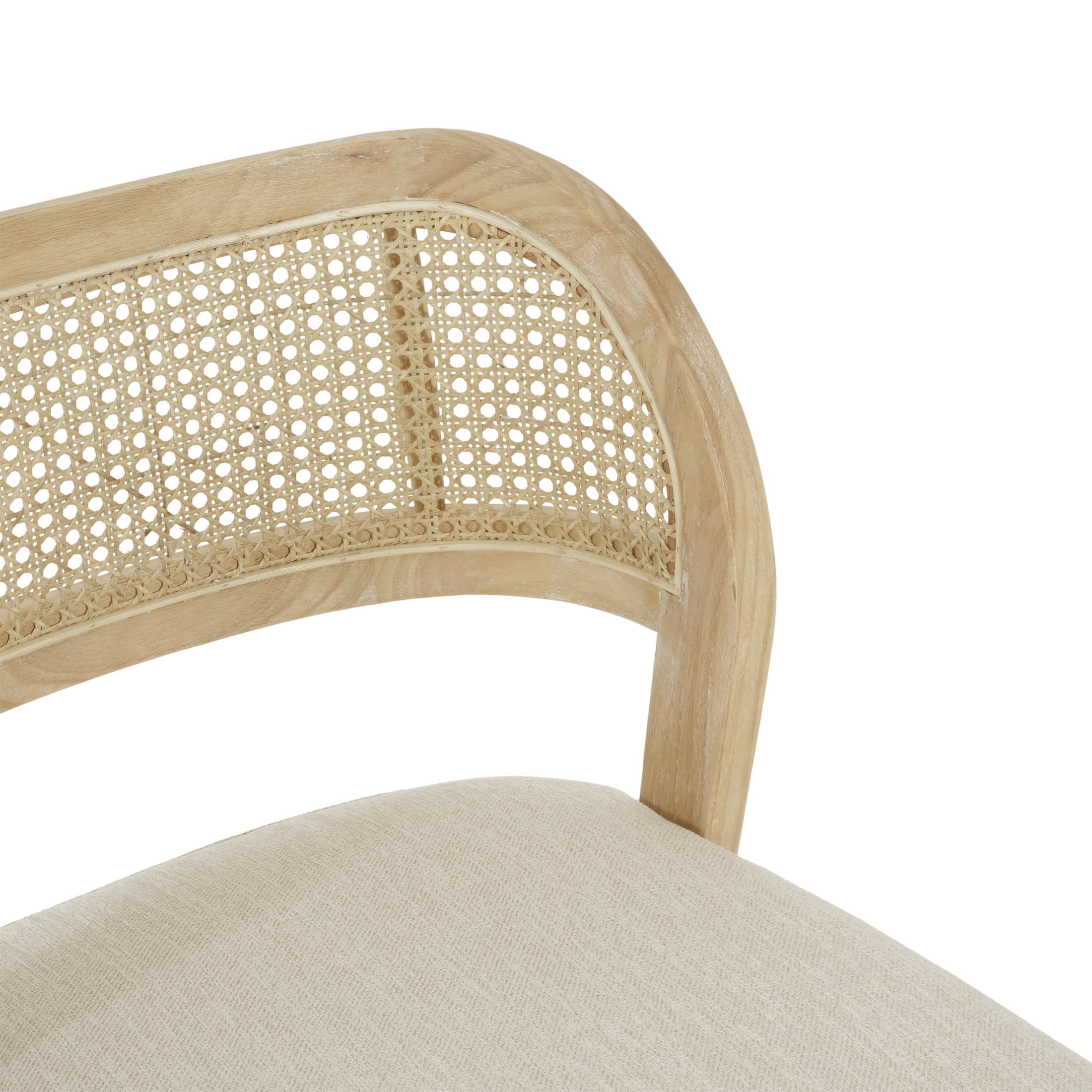 Christopher Knight Home Hand-Woven Rattan Back Dining Chairs with Beige Seat, Natural Finish, Set of 2