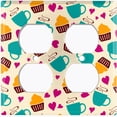 thumbnail image 2 of Metal Light Switch Wall Plate Outlet Cover (Coffee Espresso Mocha Cup Heart Cupcake Pattern Beige - Double Duplex), 2 of 2