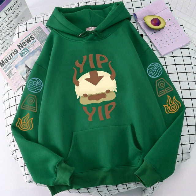 Avatar-Sudadera con capucha de manga larga para hombre y mujer, prenda de vestir con estampado de letras Appa YIP, estilo Anime negro, temporada primavera Otoño, 2022