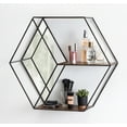 thumbnail image 6 of Kate and Laurel Lintz Modern Hexagon Floating Wall Shelves with Mirror, Black Metal Frame with Rustic Brown Shelves, 6 of 6