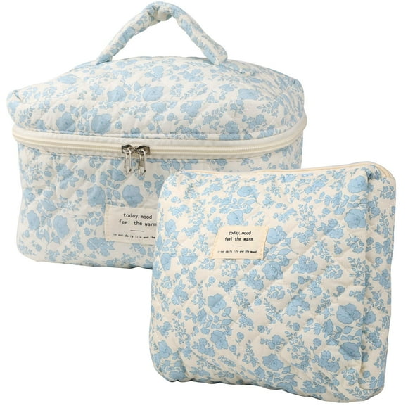 Bolsa de maquillaje NATINSA Acolchada Coquette Aesthetic Floral NavyBlue
