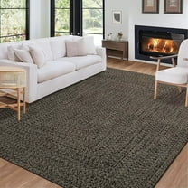 HOMERRY 5' x 7' Modern Rugs for Bedroom Imitation Braided Pattern Soft Carpet, Brown