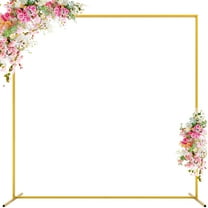 Hyindoor Wedding Arch Backdrop Stand Square 6.6FT x 6.6FT Gold Metal Balloon Stand for Wedding Ceremony, Bridal Shower, Birthday Party, Photo Booth Backdrops, Garden