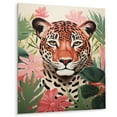 thumbnail image 2 of Designart "Green and pink Leopard in jungle III In Green and Pink"Leopard/Cheetah Animal Metal Wall Art Green Modern Living Room Wall Art, 2 of 6
