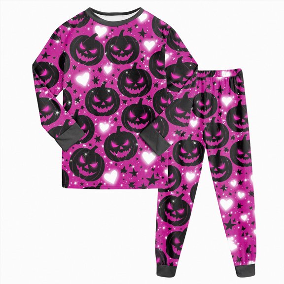 Enyan Girls Pajamas Halloween Long Sleeve Pumpkin/Ghost Pjs Set Kid Toddler Jammies Sleepwear Loungewear Set Girl Pjs(7-8 Years)