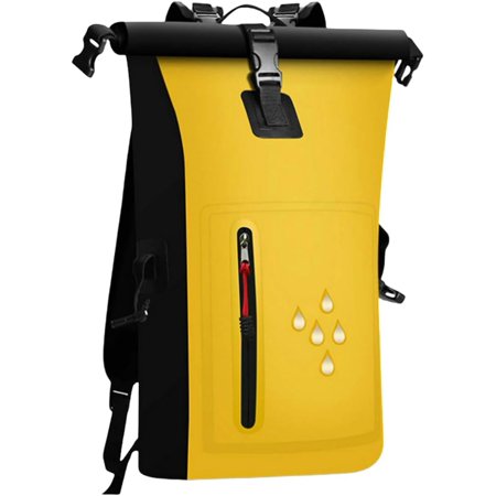 Very coolOutdoor PVC Waterproof Dry Backpack Water Floating Bag Roll Top Sack, Dry Backpack Waterproof Surfing Kayaking Camping (Yellow,25L)