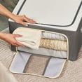 thumbnail image 4 of Power Living Sturdy Stax, Collapsible Storage Cube Set with Lids and Window, 2-Pack Folding Storage Bins, Extra-Thick Weave Fabric, 4 of 10