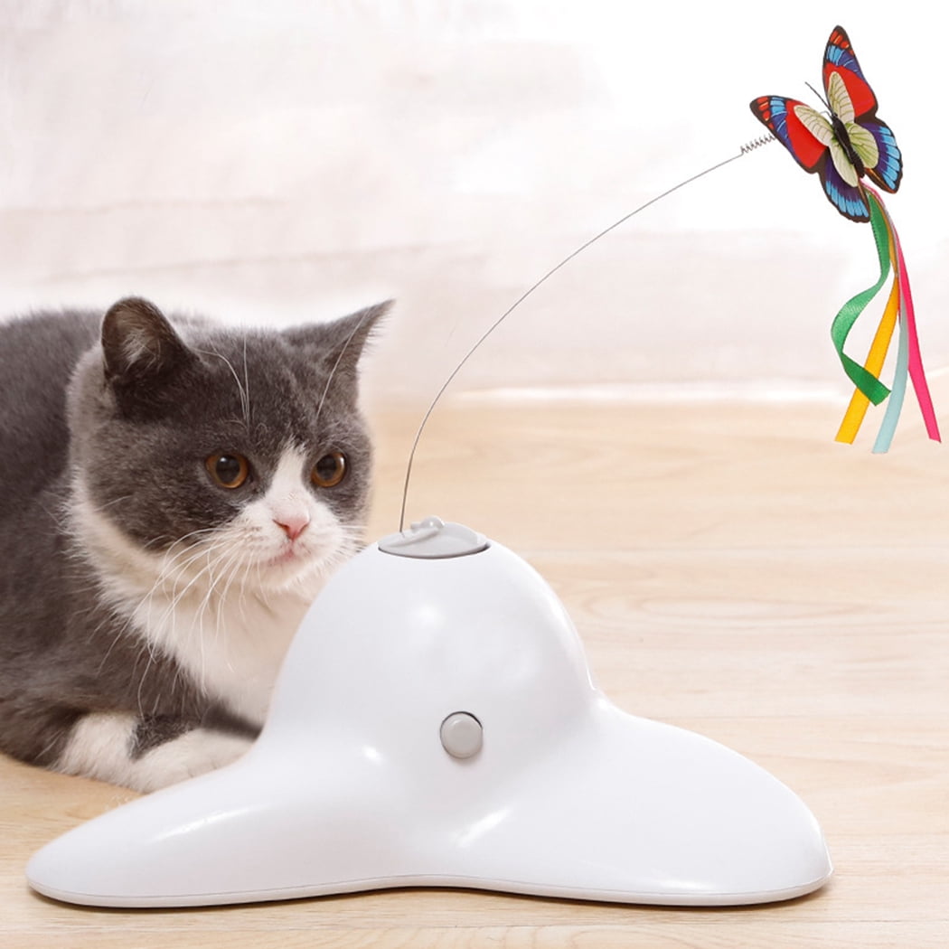 Chat Teaser Automatique Tournant Papillon Fluorescent Chat Jouet