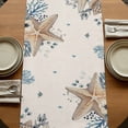 thumbnail image 5 of Table Runners 60 Inches Long Dress Scarves, Blue Beige Coastal Farmhouse Kitchen/Dining Table Runner, Small Coffee Tablerunners, Beach Starfish Summer Eucalyptus Rustic 13x60 Inch, 5 of 9