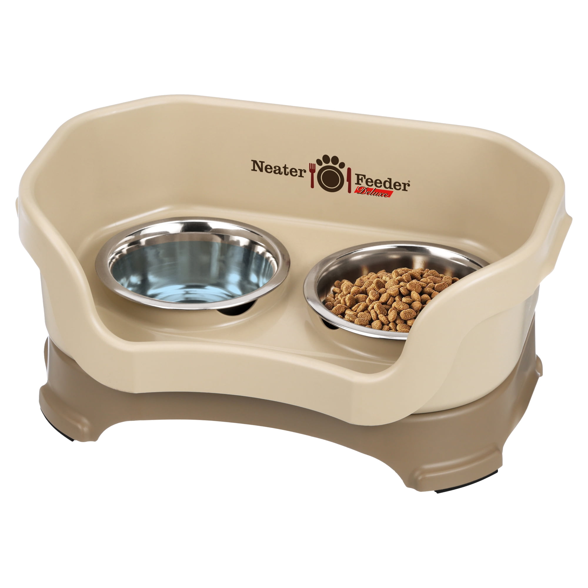 Neater Pets Neater Feeder Deluxe Mess-Proof Elevated Food & Water Bowls for Small Dogs, Cappuccino