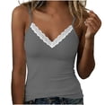 thumbnail image 6 of KIHOUT Women's V Neck Camisole Tank Top with Lace Trim Adjustable Straps Built in Bra Padded Cup Sleeveless Casual Summer Tops for Women, 6 of 8