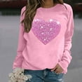 thumbnail image 2 of Arlun Valentines Sequins Heart Graphic Sweatshirts for Women Casual Long Sleeve Glitter Heart Graphic Pullover Tops Autumn and Winter Fashion Going out Outfits Pink XXL, 2 of 5