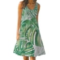 thumbnail image 2 of CQCYD Summer Dresses 2023, Women Printed Sleeveless Crew Neck Dress Loose Beach Dress Holiday Dress and Ankle Dress Leisure Sales Today Clearance Green XL, 2 of 5