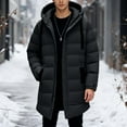 thumbnail image 2 of Men's Long Winter Coats Puffer Jacket with Hood Quilted Padded Jackets Black L, 2 of 9
