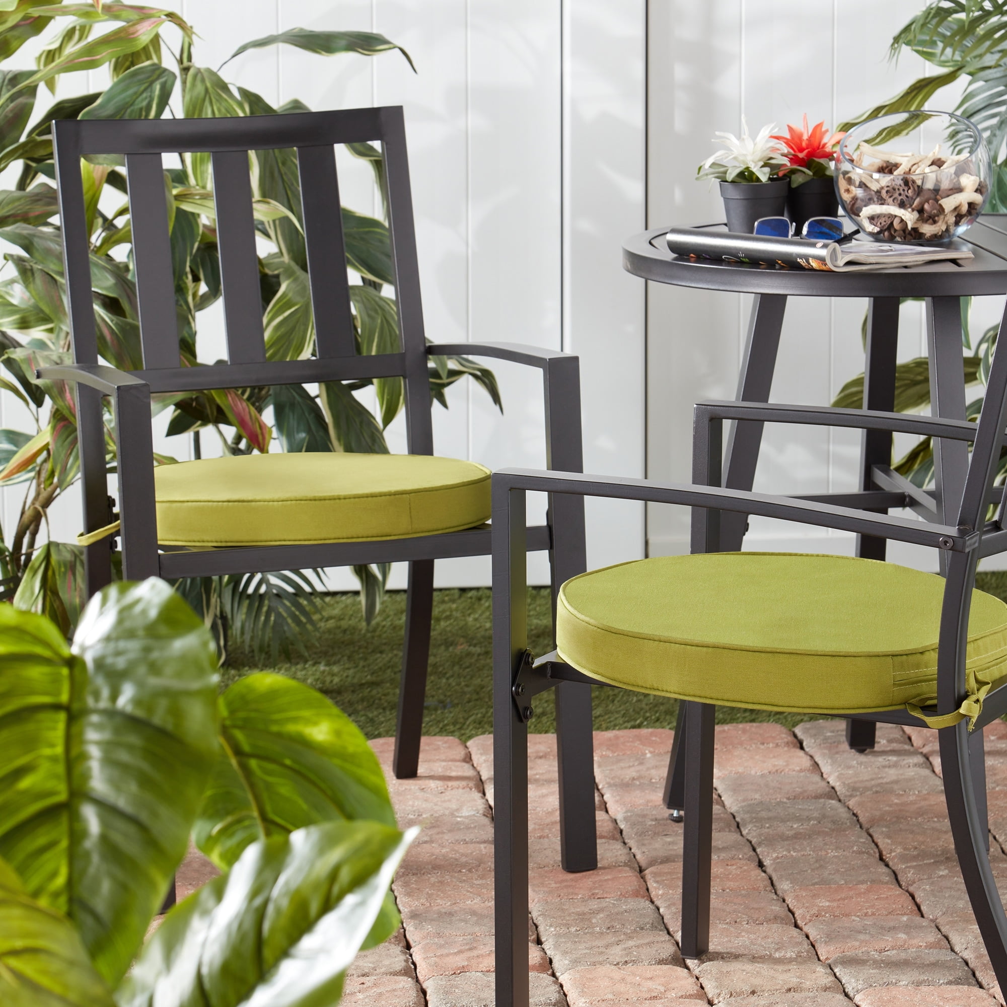 Greendale Home Fashions Outdoor 18'' x 18'' Round Seat Pad, Set of 2, Kiwi