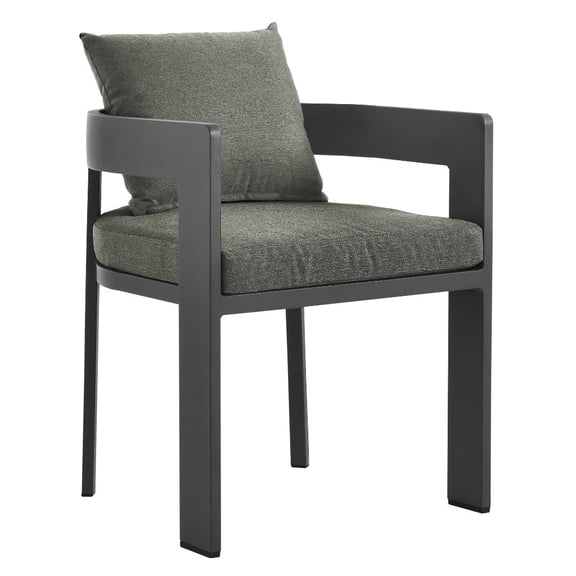 HDLNM Outdoor Patio Aluminum Dining Chair Gray Charcoal, Modern Powder-Coated Arm Chair for Garden, Weather-Resistant for Backyard Poolside Gathering