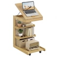 thumbnail image 1 of Costway 1 PCS Table d'Appoint en Forme de C avec Roues, Plateau Réglable, Butée de Bord, Pochette de Rangement Naturel, 1 of 10