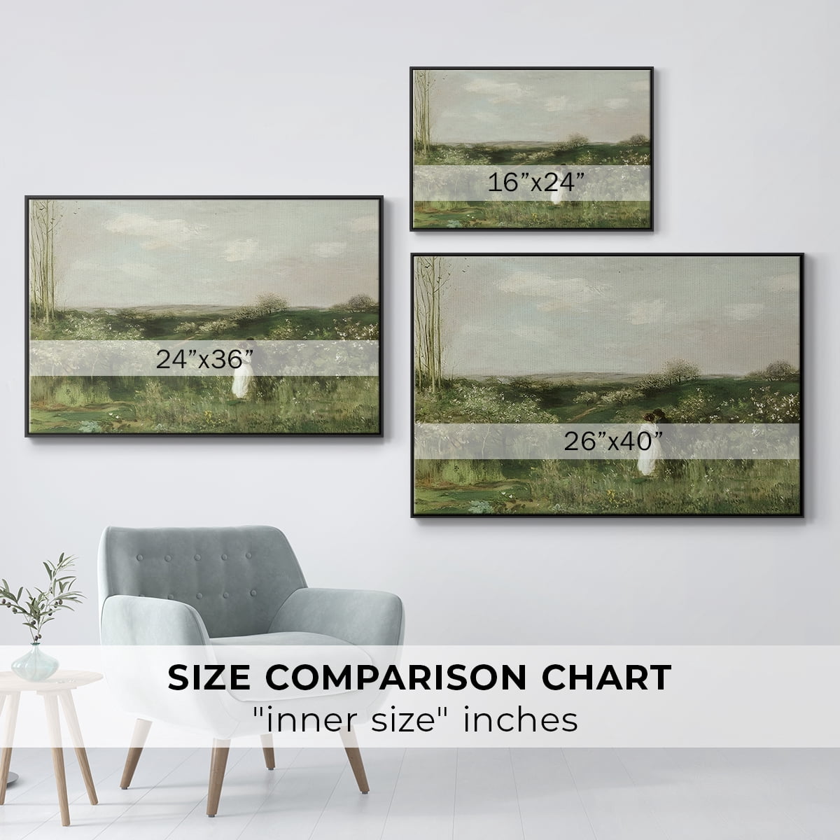 Vintage Landscape-CCXLVI By Wexford Home Framed in Black Wood Gallery Wrapped Canvas 27 in. x 41 in.