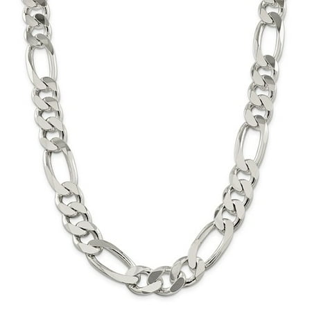 Sterling Silver 9in 15mm Men's Figaro Chain Bracelet