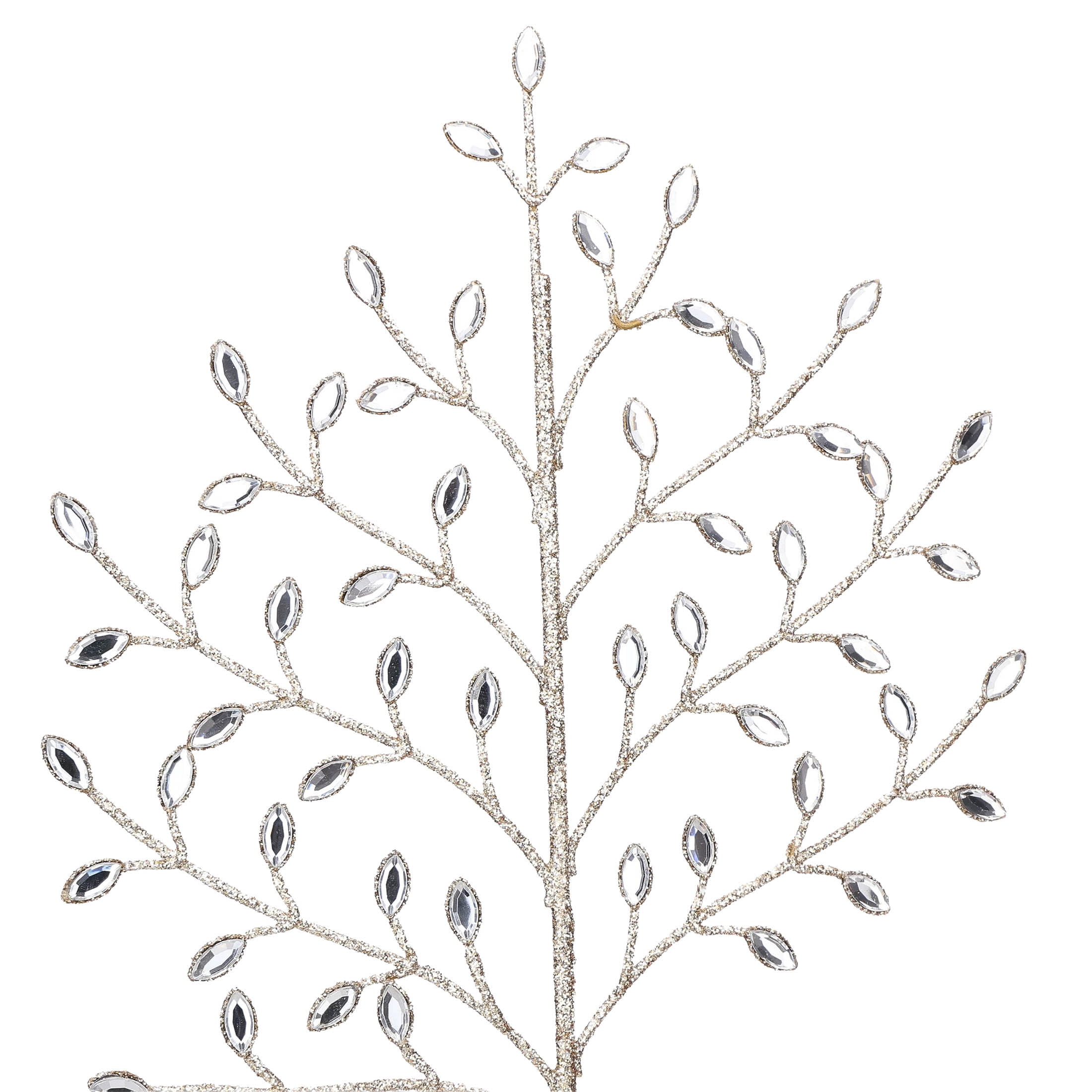 Champagne Gold Glitter and Gem Branch Decorative Christmas Pick, 18", by Holiday Time