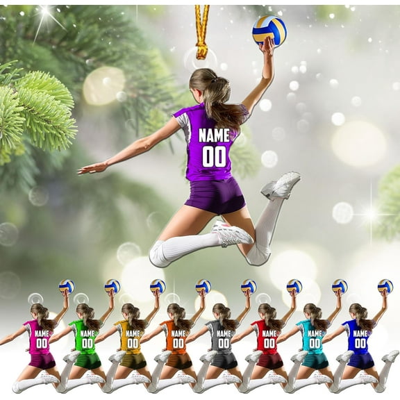 Personalized Volleyball Ornament Beach Volleyball Acrylic Ornament Gift for Volleyball Players Volleyball Ornament Christmas Tree Volleyball Gifts for Team Gifts for Volleyball Lovers (Volley 24) -
