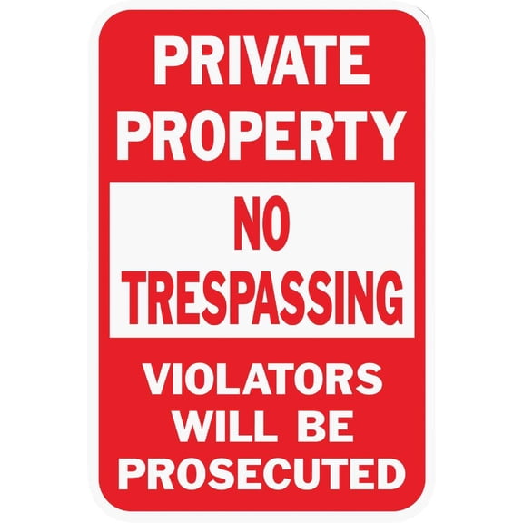 Hy-Ko Heavy-Duty Aluminum Sign, Private Property No Trespassing HW-45