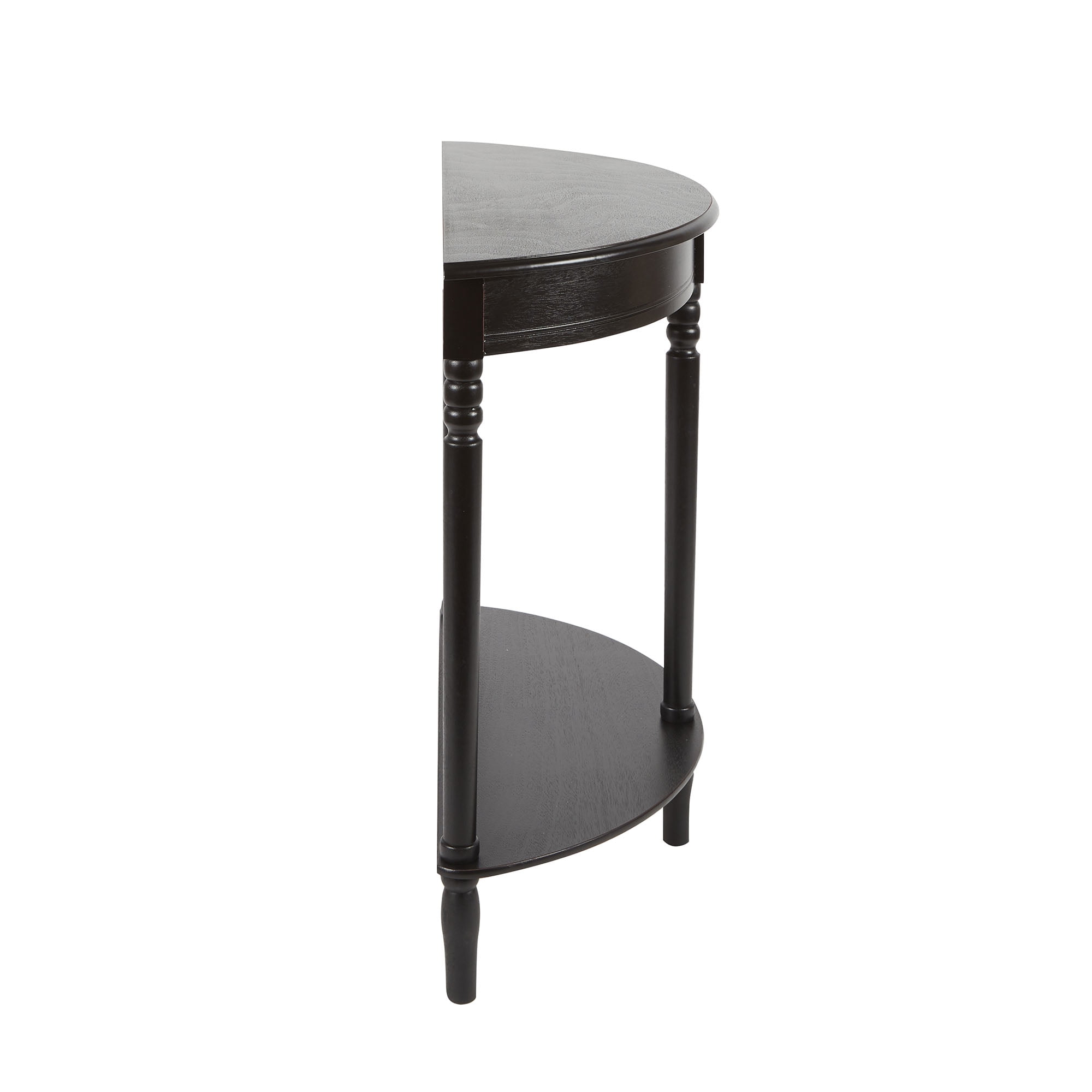 Decor Therapy Simplify Half Round Accent Table, Shelf Side, 28.5" x 28.5" x 12" - Black