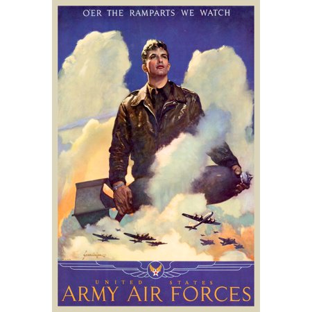 Oer The Ramparts We Watch WPA War Propaganda Cool Wall Art Print Poster 12x18