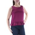 thumbnail image 2 of MAISON JULES $50 Womens New 1344 Burgundy Ruffled Top L B+B, 2 of 3