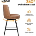 thumbnail image 4 of VINGLI 26" H Swivel Barstools Set of 2, PU Faux Leather Upholstered Counter Height Bar Stool with Back, Kitchen High Chairs with Cushion Round Seat, Metal Legs, White, 4 of 14