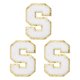 thumbnail image 1 of Uxcell 3 Pcs Parches de Letras para Planchar Chenille Parches de Letras Brillantes Alfabeto S Blanco, 1 of 7