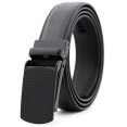 thumbnail image 1 of Ceinture Noire Texturée Mate à Boucle pour Homme, Ceinture à Cliquet Réglable à Boucle Coulissante - Cuir Véritable, 1 of 1