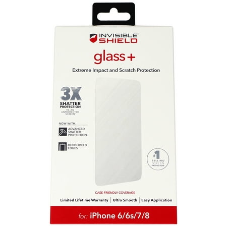 ZAGG Glass+ Clear Tempered Glass Screen Protector for iPhone 8, iPhone 7, iPhone 6s, iPhone 6
