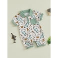 thumbnail image 4 of BemeyourBBs Baby Boy Fish Print Romper Half Button Collared Short Sleeve Bodysuit, 4 of 9