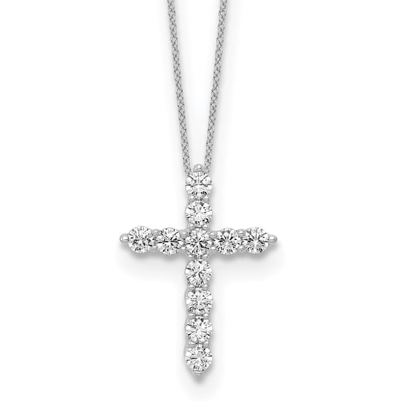 10k White Gold 3/4 carat Lab Grown Diamond VS/SI  G  Complete 18 inch Cross Pendant Necklace